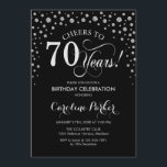 70th Birthday Party Invitation - Silver Black<br><div class="desc">70th Birthday Party Invitation.
Elegant design with faux glitter silver and black. Cheers to 70 Years! Message me if you need further customization.</div>