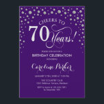 70th Birthday Party Invitation - Silver Purple<br><div class="desc">70th Birthday Party Invitation.
Elegant design with faux glitter silver and purple. Cheers to 70 Years! Message me if you need further customization.</div>