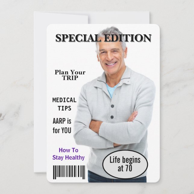 70th Birthday Party Magazine Cover Invitation (Front)