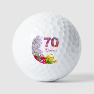 70th birthday party modern floral golf balls