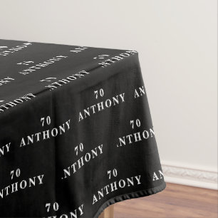 70th Birthday Party Name Black Modern Pattern Tablecloth