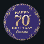 70th Birthday Party Navy Blue and Gold Glitter Magnet<br><div class="desc">70th Birthday Party Navy Blue and Gold Glitter Frame Magnet. For further customisation,  please click the "Customise it" button and use our design tool to modify this template.</div>