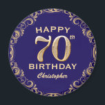 70th Birthday Party Navy Blue and Gold Glitter Magnet<br><div class="desc">70th Birthday Party Navy Blue and Gold Glitter Frame Magnet. For further customisation,  please click the "Customise it" button and use our design tool to modify this template.</div>