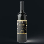 70th birthday party on stylish black gold diamonds wine label<br><div class="desc">Glamourous and elegant 70th birthday party wine label. Black background colour. Two sparkling wine glasses, flutes and faux golden diamond sprinkle as decor. Templates for a name, age 70, date of birth and the anniversary date. Golden letters. You can change the background colour to match your theme. Click customise and...</div>