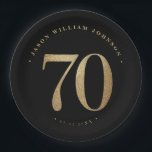 70th Birthday Party Paper Plate<br><div class="desc">70th birthday party paper plates in black and gold</div>