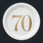 70th Birthday Party Paper Plate<br><div class="desc">70th birthday party paper plates in black and gold</div>