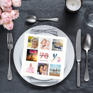 70th birthday party photo collage napkin