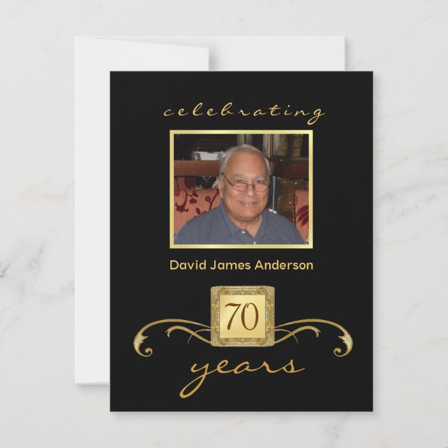 70th Birthday Party Photo Invitations - Formal (Front)