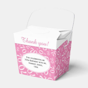 70th Birthday Party Pink/White Number Pattern Favour Box