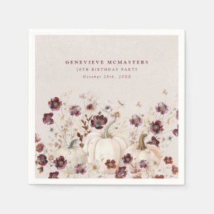 70th Birthday Party Pumpkin Wildflower Custom Napkin