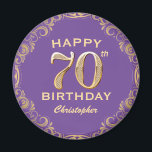 70th Birthday Party Purple and Gold Glitter Frame Magnet<br><div class="desc">70th Birthday Party Purple and Gold Glitter Frame Magnet. For further customisation,  please click the "Customise it" button and use our design tool to modify this template.</div>