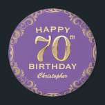70th Birthday Party Purple and Gold Glitter Frame Magnet<br><div class="desc">70th Birthday Party Purple and Gold Glitter Frame Magnet. For further customisation,  please click the "Customise it" button and use our design tool to modify this template.</div>