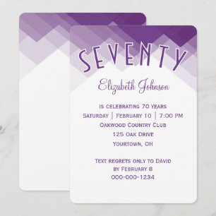 70th Birthday Party Purple and White Border Invitation