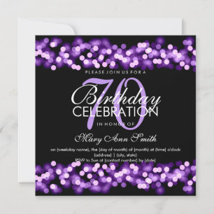 70th Birthday Party Purple Hollywood Glam Invitation