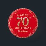 70th Birthday Party Red and Gold Glitter Frame 3 Cm Round Badge<br><div class="desc">70th Birthday Party Red and Gold Glitter Frame Button. For further customisation,  please click the "Customise it" button and use our design tool to modify this template.</div>