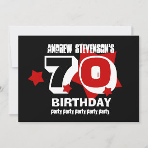 70th Birthday Party RED Stars Template V1E