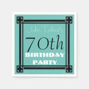 70th birthday Party Retro Frame paper Napkins