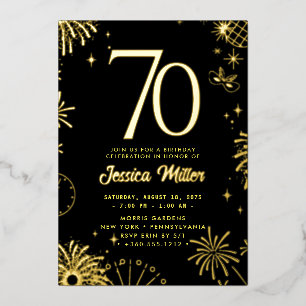 70th Birthday Party Rose Gold Foil Invitation