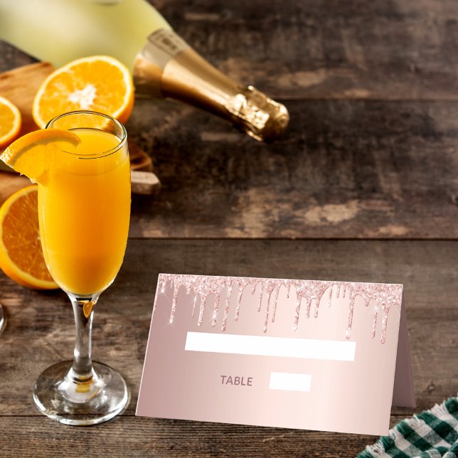 70th birthday party rose gold glitter pink sparkle place card (Creator Uploaded)