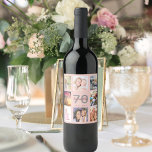 70th birthday party rose gold photo collage wine label<br><div class="desc">A bottle label for a 70th birthday party, celebrating her life with a collage of 8 of your photos. Personalise and add a name, age 70 and a date. Date of birth or the date of the party. White and dark rose gold coloured letters. Elegant and trendy rose gold, blush...</div>