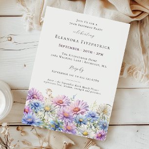 70th Birthday Party September Birth Month Flower  Invitation