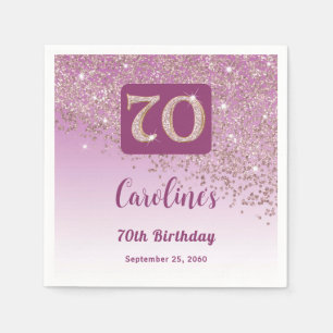 70th Birthday Party Sparkling Rose Gold Glitter Napkin