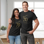 70TH Birthday Party T-Shirt<br><div class="desc">Celebrate your loved one's 70th birthday surrounded by family and friends with this unique and stylish t-shirt. The black fabric with gold script spells out the birthday milestone like no other. Make the special day even more memorable with this commemorative t-shirt that will make it a celebration to remember.</div>