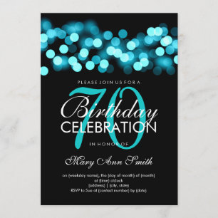 70th Birthday Party Turquoise Hollywood Glam Invitation