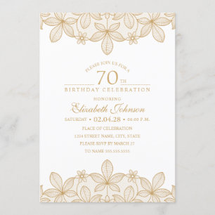 70th Birthday Party Unique Golden Lace Invitation