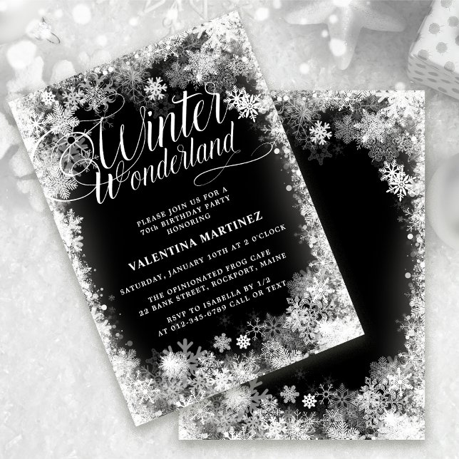 70th Birthday Party Winter Wonderland Snowflake Invitation (Creator Uploaded)