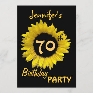 70th Birthday Party Yellow Sunflower Invitation