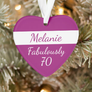 70th Birthday Personalise Fabulously 70 pink Ornament