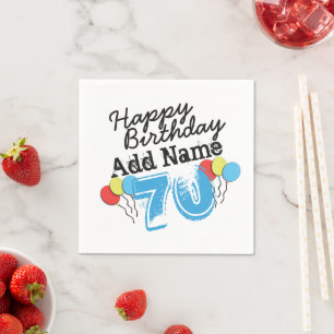 70th Birthday Personalised Name Party Supplies Napkin