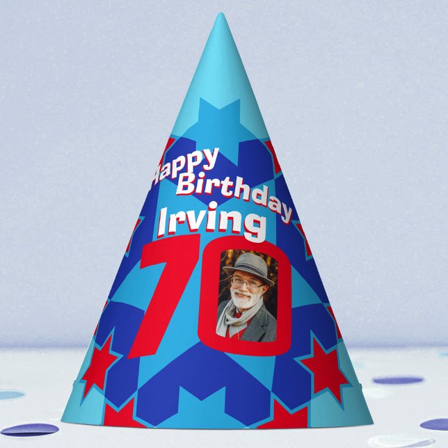 70th birthday personalised photo star name hat (Creator Uploaded)