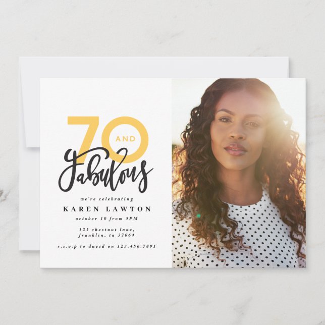 70th birthday photo 70 & fabulous modern colourful (Front)