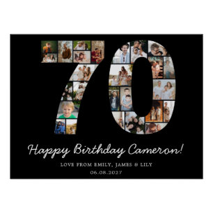 70th Birthday Photo Collage 70th Birthday Gift Poster