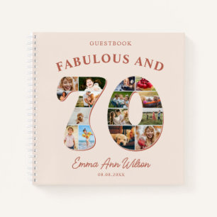 70th Birthday Photo Collage Milestone Guestbook Notebook