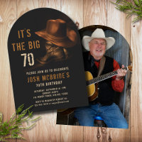 70th Birthday Photo Rustic Cowboy Hat Boots