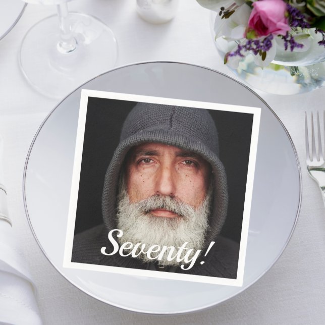 70th birthday photo seventy guys script napkin (Creator Uploaded)