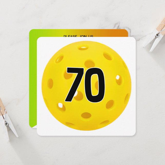 70th Birthday Pickleball Party Invitation (Front/Back In Situ)