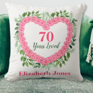 70th Birthday Pillow - 70 Years Loved Design