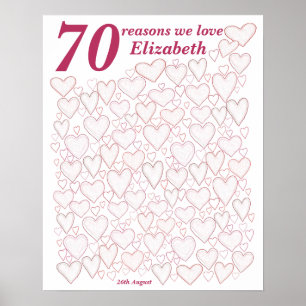 70th Birthday - Pink 70 Reasons We Love You Gift Poster