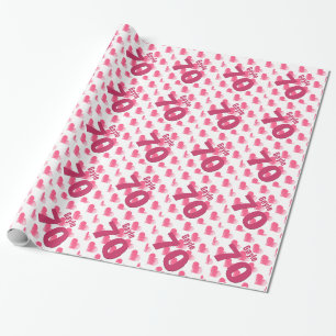 70th Birthday PINK HEARTS Custom Name V29 Wrapping Paper