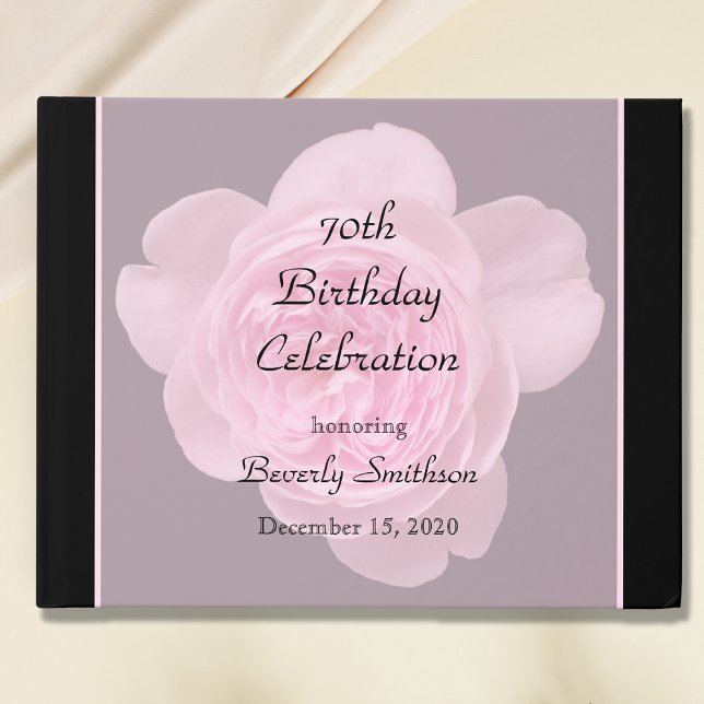 70th Birthday Pink Rose Guest Book (Creator Uploaded)