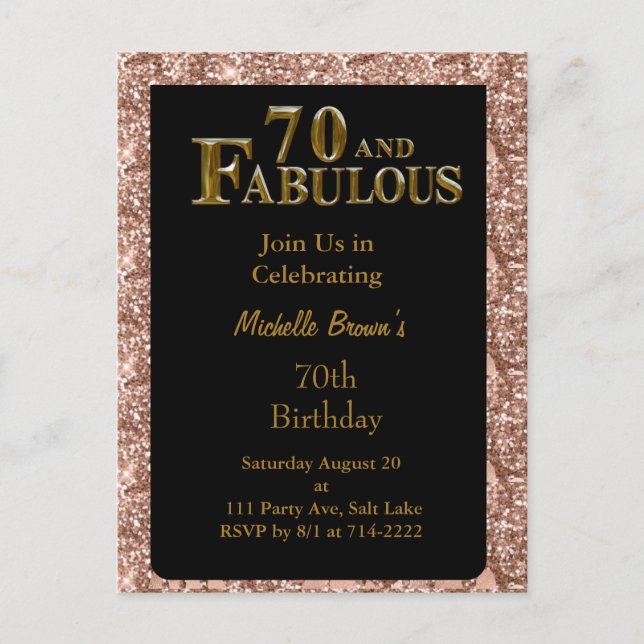 70th Birthday  Postcard (Front)