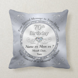 70th Birthday Present for Mum or other Women, 70th Cushion
