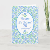70th Birthday Pretty Blue Green Periwinkle Flowers
