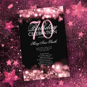 70th Birthday Program Glam Lights Rose Gold Menu