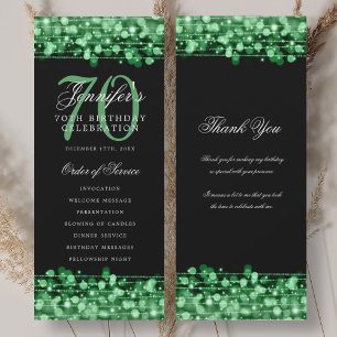 70th Birthday Program Green w/ Thank You Invitation