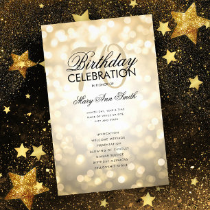 70th Birthday Program Lights Gold w/ Menu